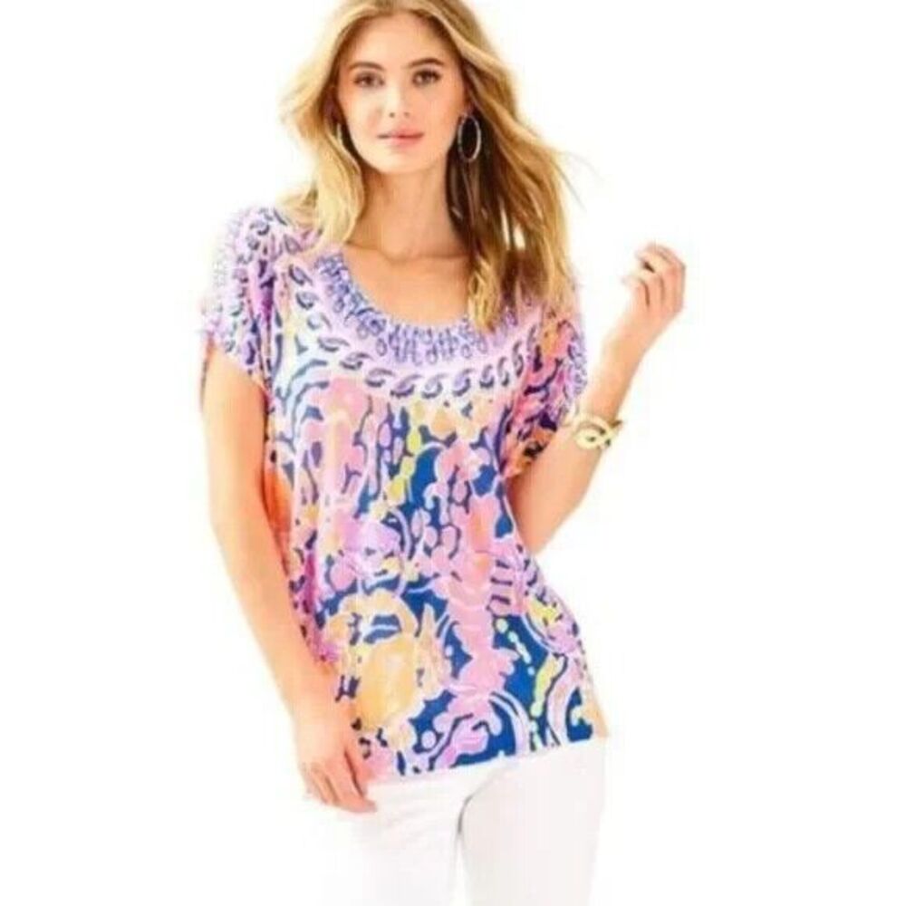 Lilly Pulitzer Cold Shoulder Elliston Sweater Small Medium Catch & Release Linen